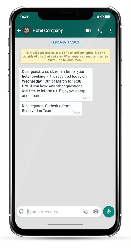 whatsapp business message example - hotel